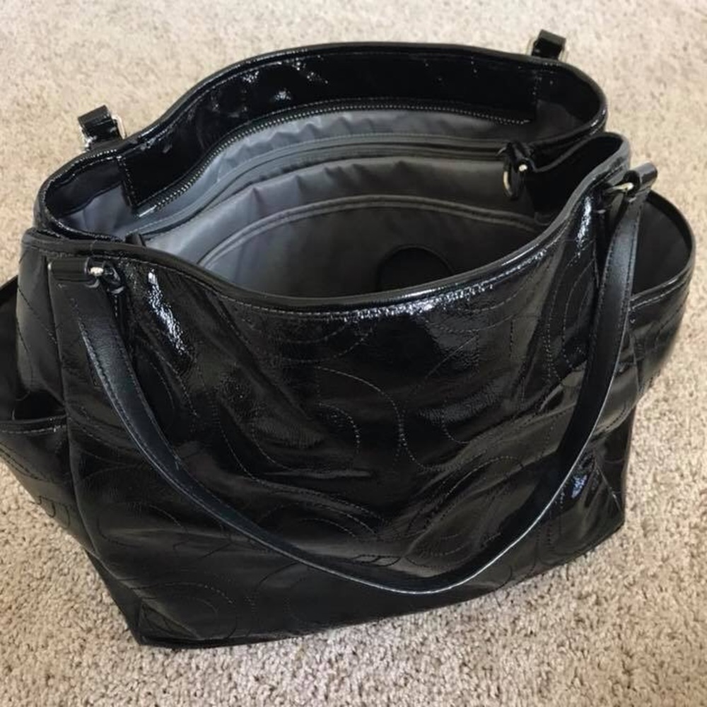 Coach patent leather diaper bag